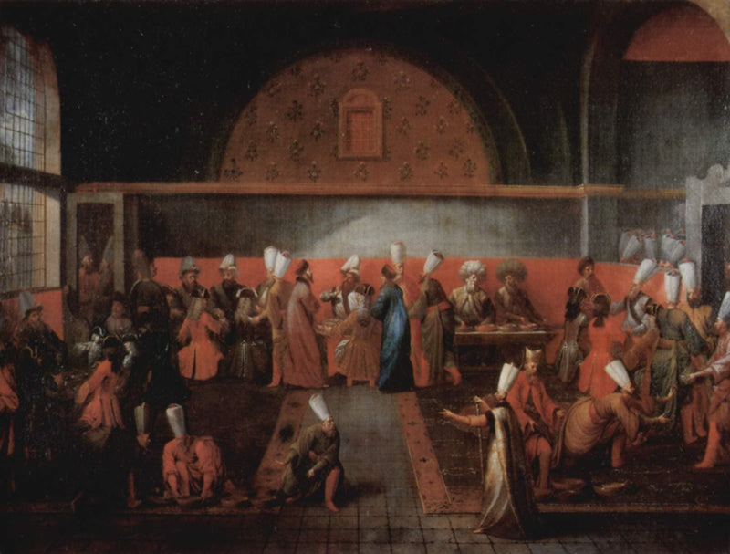 Reception of the French Ambassador, Viscount D'andrezel, by Sultan Ahmed Iii, 17 October 1724, in Constantinople. the Dinner is Offered by Grand Vizier Ibrahim Pasha by Jean Baptiste Vanmour — Oil Painting Reproduction