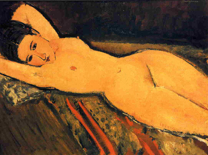 Reclining nude with Arms Folded under Her Head by Amedeo Modigliani — Oil Painting Reproduction