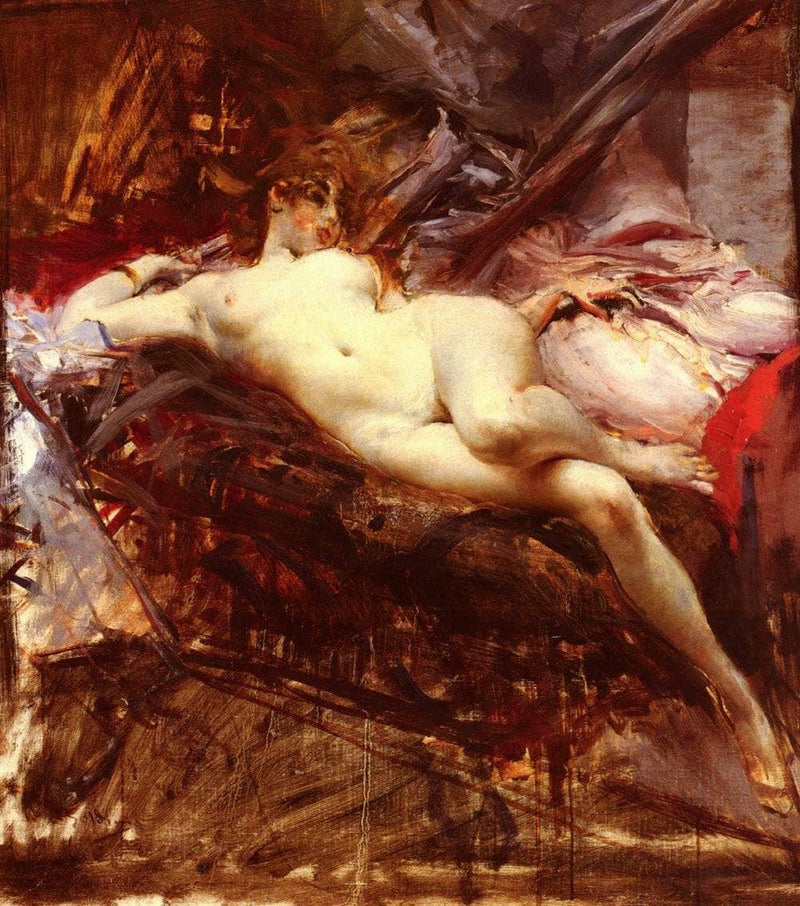 Nude lying down by Giovanni Boldini — Oil Painting Reproduction