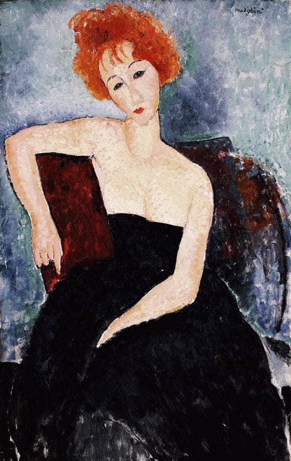 Red-headed Girl in Evening Dress by Amedeo Modigliani — Oil Painting Reproduction