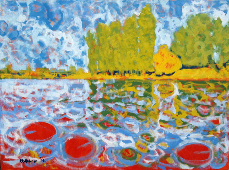 Red water lilies by Alfred Freddy Krupa — Oil Painting Reproduction