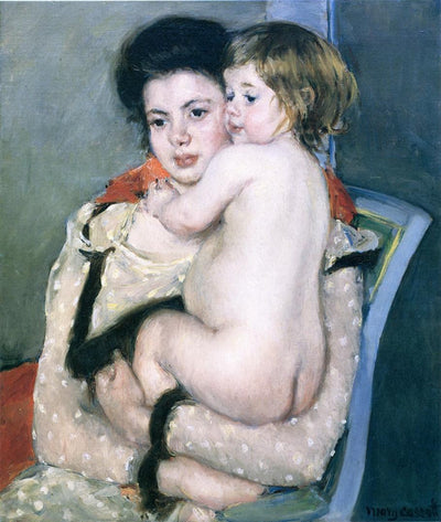 Reine Lefebvre Holding a Nude Baby in dining room
