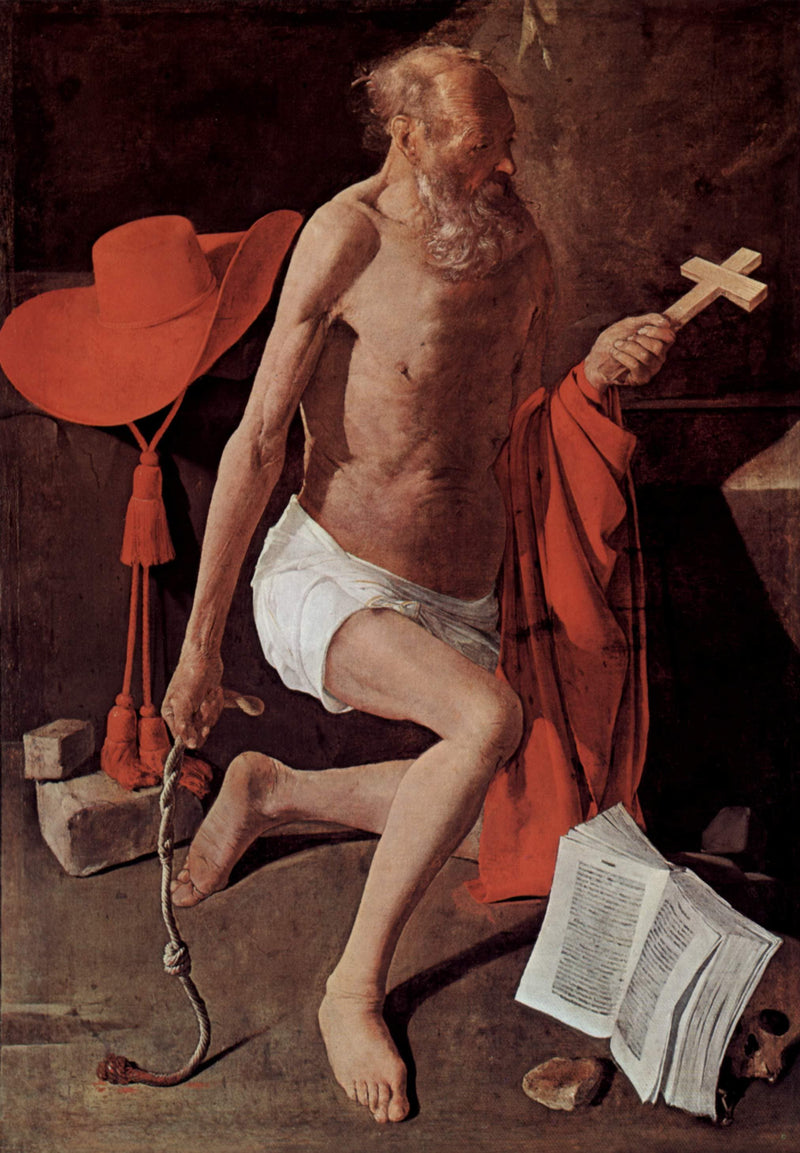 Repenting of St. Jerome, also called St. Jerome with Cardinal Hat by Georges de la Tour — Oil Painting Reproduction