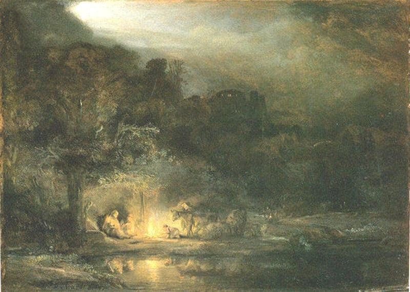 Rest on the Flight to Egypt by Rembrandt — Oil Painting Reproduction