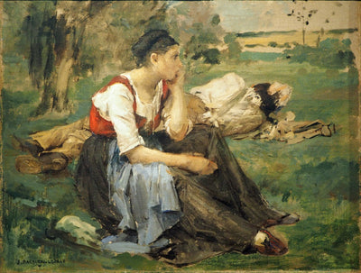 Resting country people in bedroom