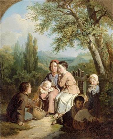 Resting group of children in study