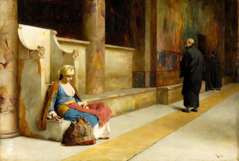 Resting in a Greek monastery by Théodore Ralli — Oil Painting Reproduction