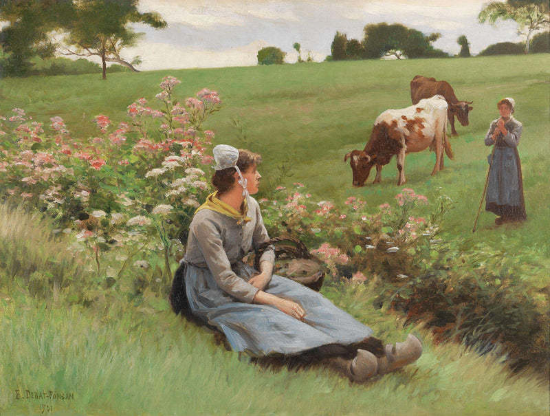 Resting in the Field by Edouard Debat-Ponsan — Oil Painting Reproduction