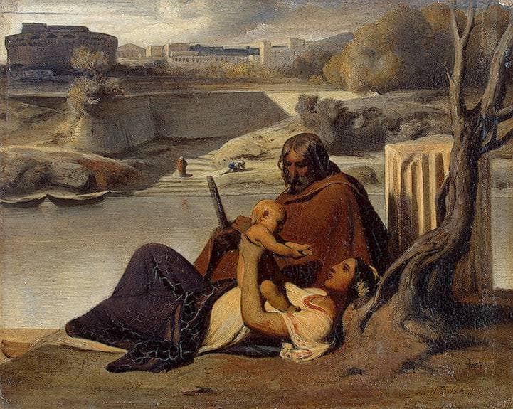 Resting on the Banks of the Tiber by Paul Delaroche — Oil Painting Reproduction