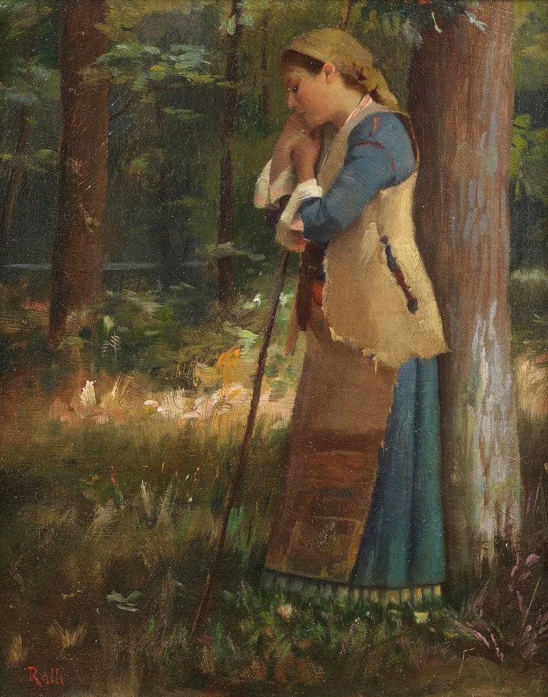 Resting shepherdess by Théodore Ralli — Oil Painting Reproduction