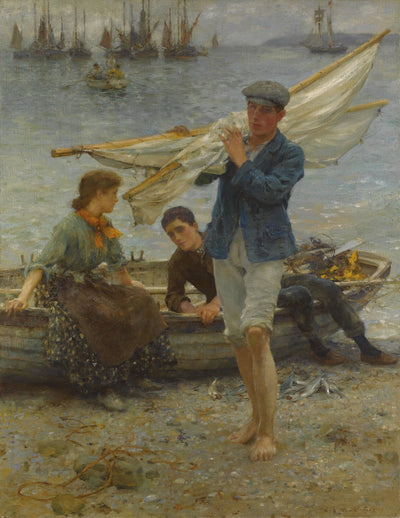 Return from fishing in modern living room