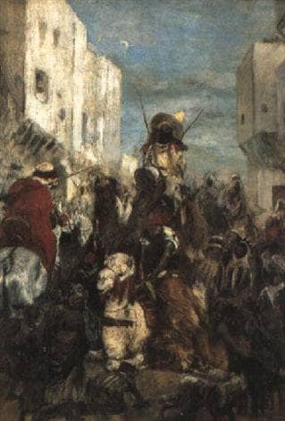 Return from lion hunting, Morocco by Alfred Dehodencq — Oil Painting Reproduction