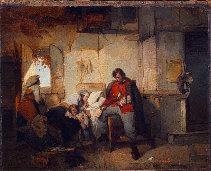 Return of the Wounded Soldier by Domenico Induno — Oil Painting Reproduction