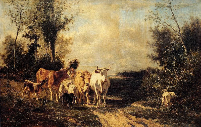 Returning From Pasture by Constant Troyon — Oil Painting Reproduction