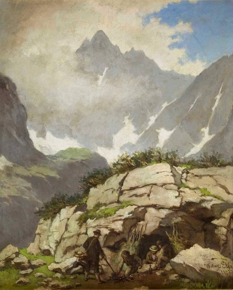 Reverend Stolarczyka's Refuge in the Tatras by Walery Eljasz Radzikowski — Oil Painting Reproduction