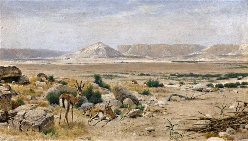 South African Landscape with Springboks by Richard Friese — Oil Painting Reproduction
