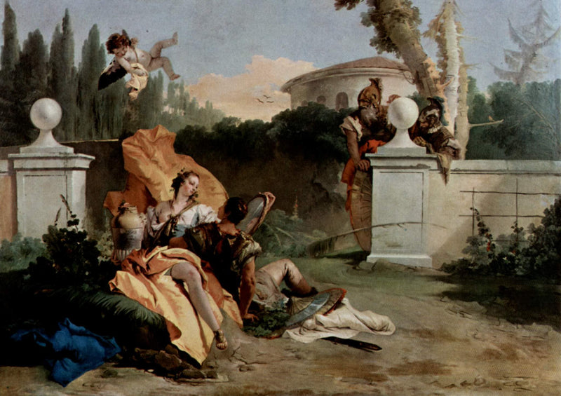 Rinaldo and Armida are surprised by Ubaldo and Carlo by Giovanni Battista Tiepolo — Oil Painting Reproduction