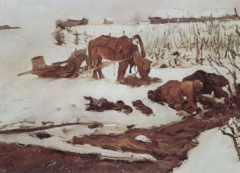 Rinsing Linen. On the River by Valentin Serov — Oil Painting Reproduction