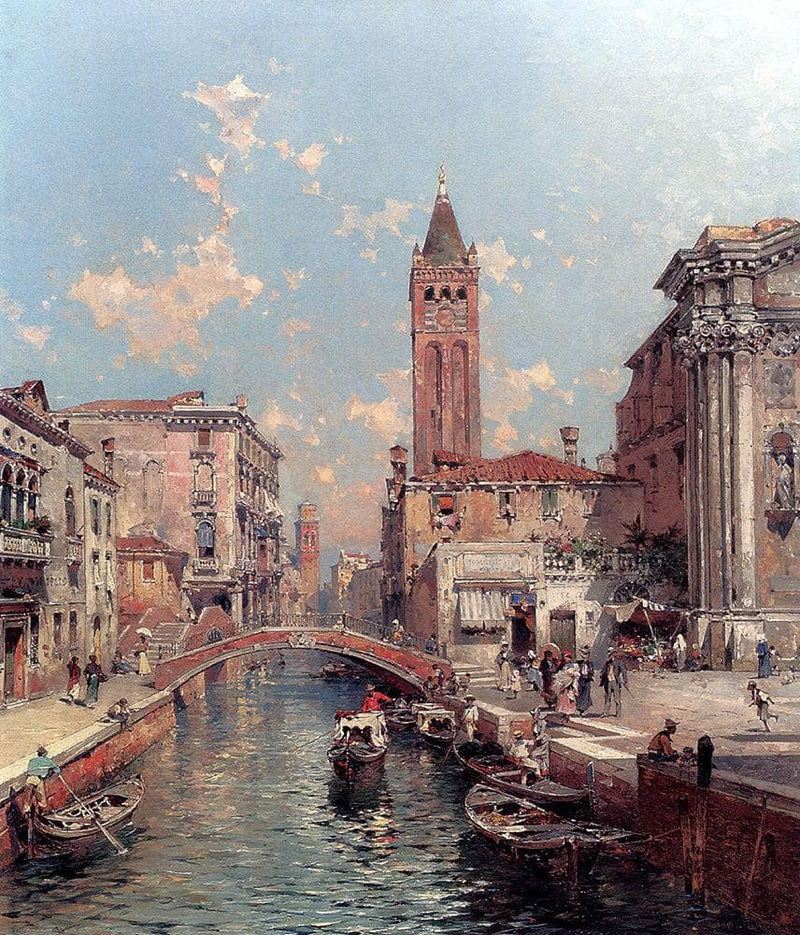 Rio Santa Barnaba, Venice by Franz Richard Unterberger — Oil Painting Reproduction