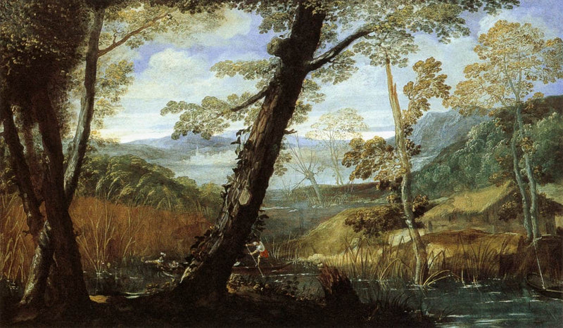 River Landscape by Annibale Carracci — Oil Painting Reproduction