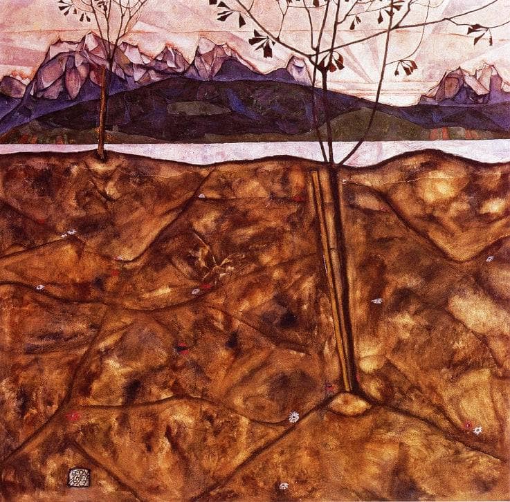 River Landscape by Egon Schiele — Oil Painting Reproduction