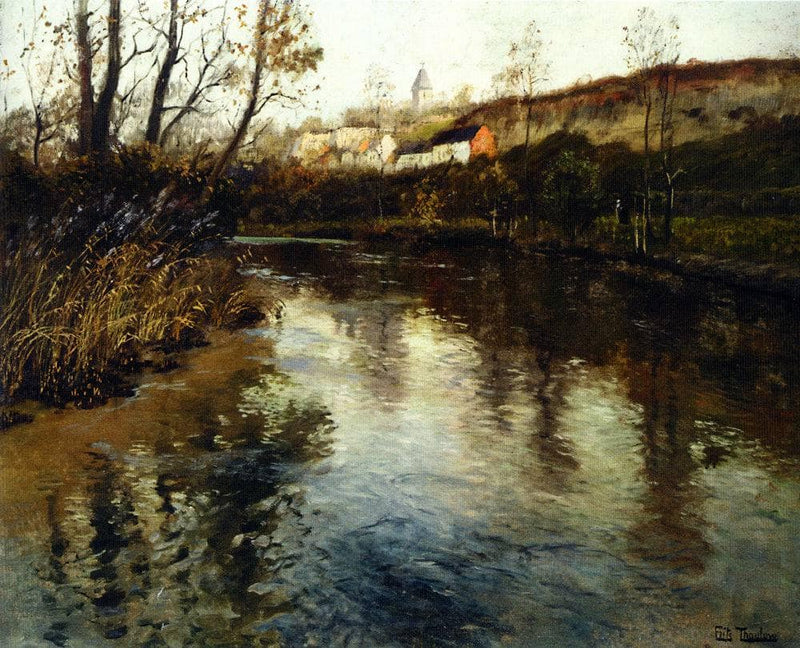 River Landscape by Frits Thaulow — Oil Painting Reproduction