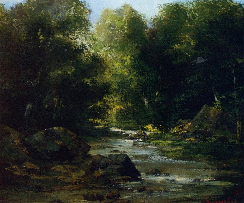 River Landscape by Gustave Courbet — Oil Painting Reproduction