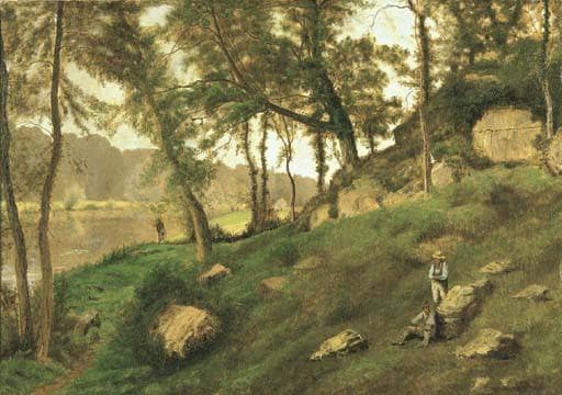 River landscape with peasants by Michele Cammarano — Oil Painting Reproduction