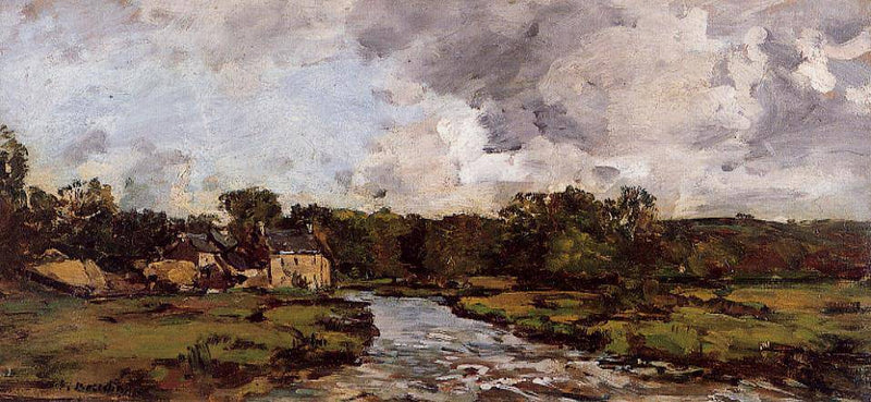 River near hospital by Eugene Boudin, Oil Painting Reproduction