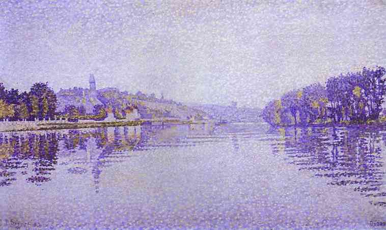 River's Edge The Siene at Herblay by Paul Signac — Oil Painting Reproduction