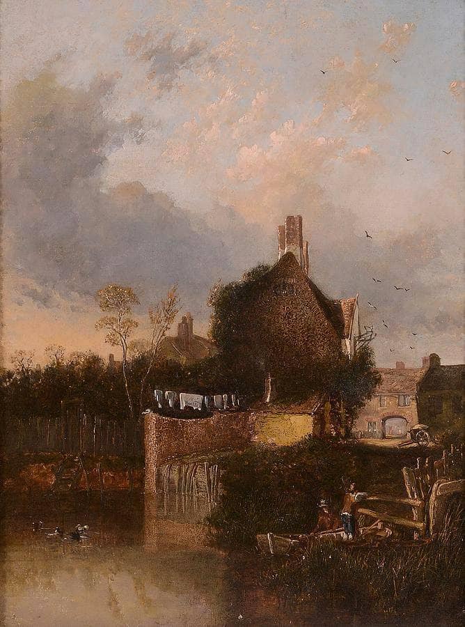 Riverside cottage by John Crome — Oil Painting Reproduction