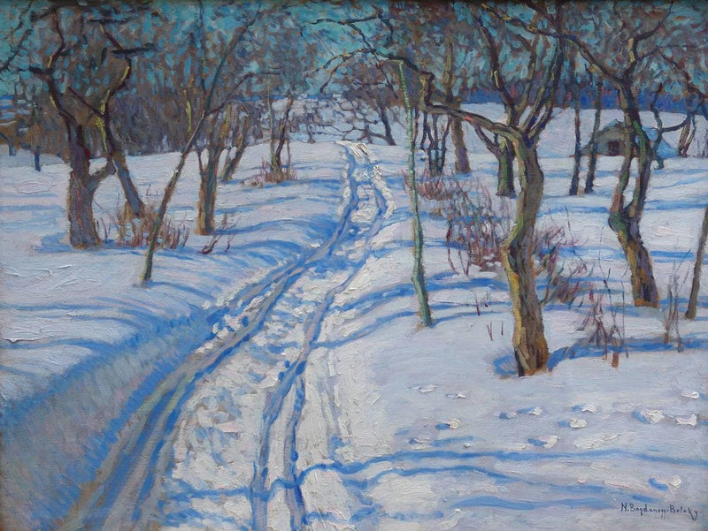 Road in a Winter Garden by Nikolay Bogdanov-Belsky — Oil Painting Reproduction
