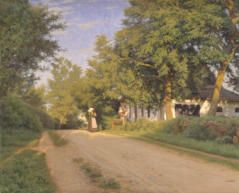Road through a village by Ludvig Kabell — Oil Painting Reproduction