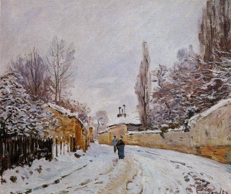 Road under Snow, Louveciennes by Alfred Sisley — Oil Painting Reproduction