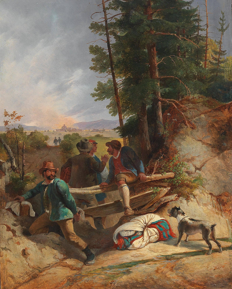 Robbers with a City in the background by Johann Nepomuk Passini — Oil Painting Reproduction
