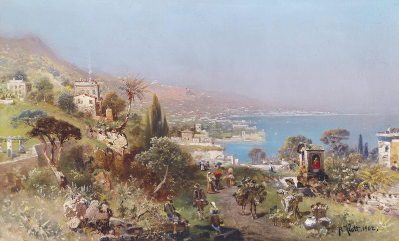 Hustle and bustle in a southern port city by Robert Alott — Oil Painting Reproduction