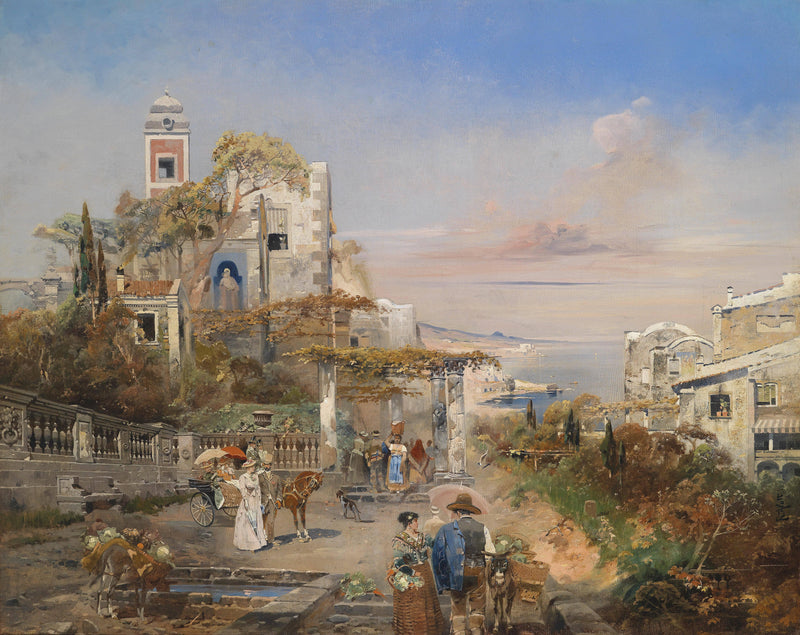 Southern Capriccio (view of the bay of Naples ?) by Robert Alott — Oil Painting Reproduction