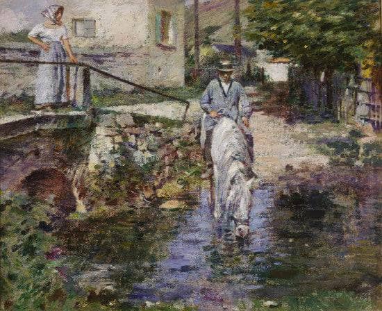 Robinson Pere Trogon and His Daughter at the Bridge by Theodore Robinson — Oil Painting Reproduction