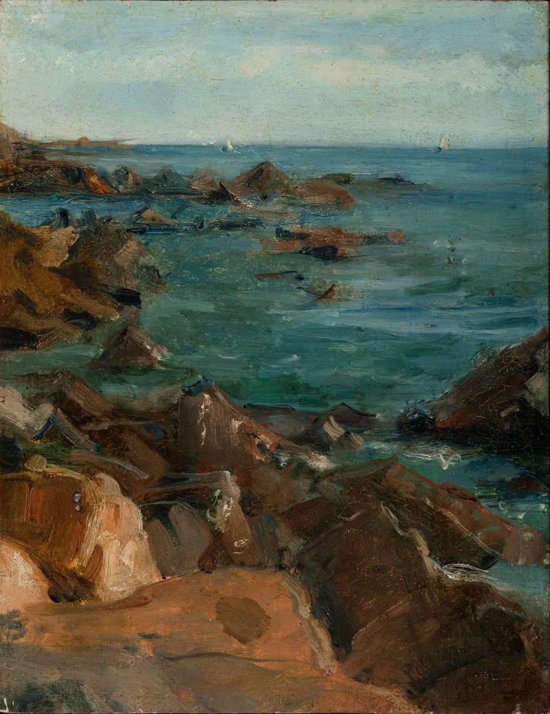 Rocky cliff in Sturla by Pellizza da Volpedo — Oil Painting Reproduction