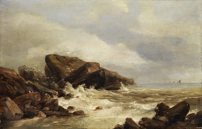 Rocky coast in the surf in hallway