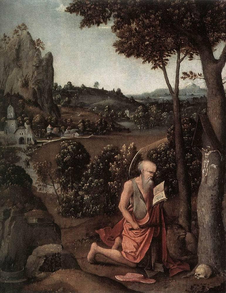 Rocky Landscape with Saint Jerome by Joachim Patinir — Oil Painting Reproduction