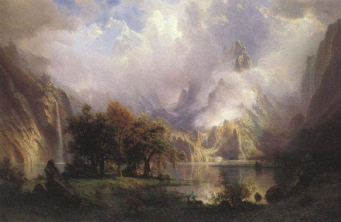 Rocky Mountain Landscape by Albert Bierstadt — Oil Painting Reproduction