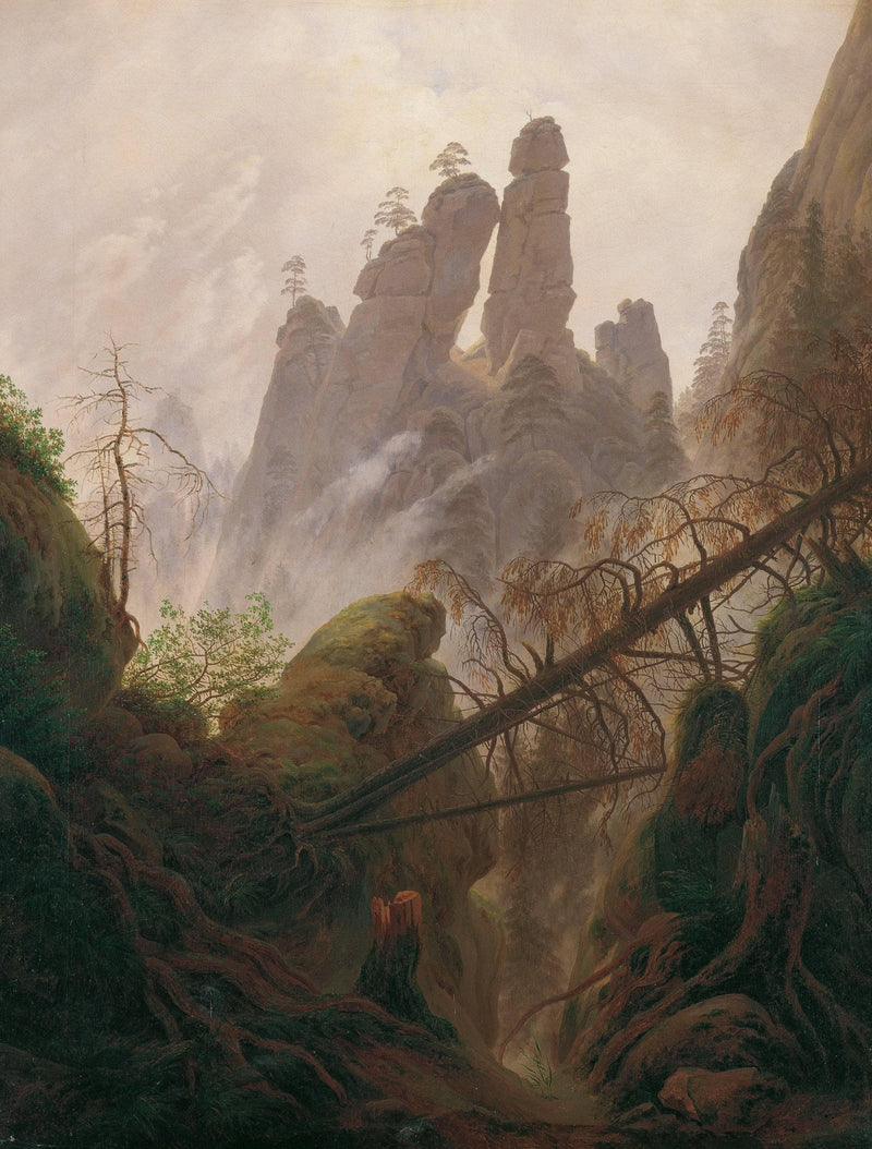 Rocky Ravine in the Elbe Sandstone Mountains by Caspar David Friedrich — Oil Painting Reproduction