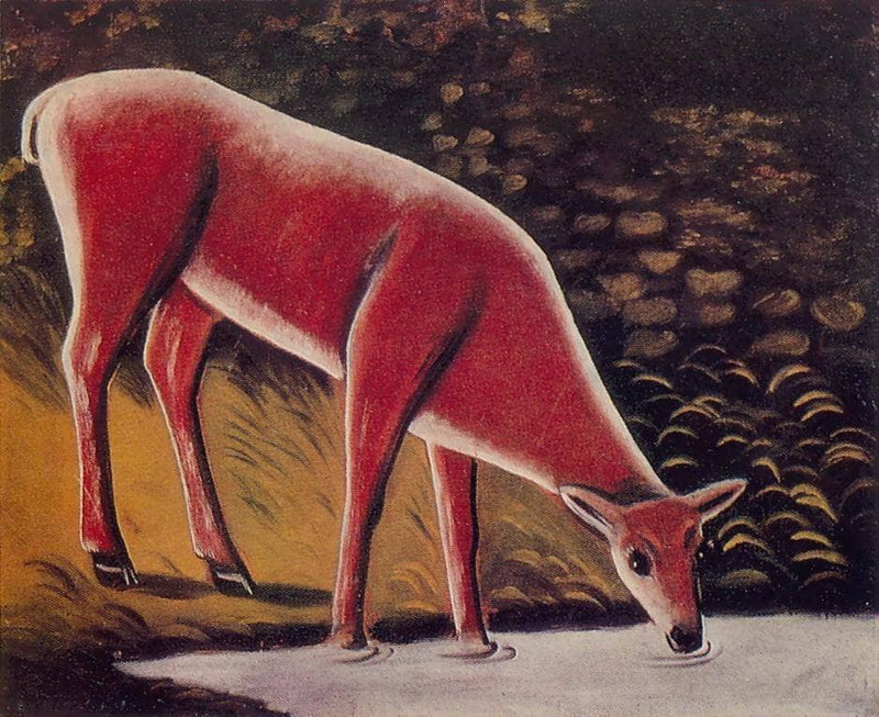 Roe Deer by a Creek by Niko Pirosmani — Oil Painting Reproduction