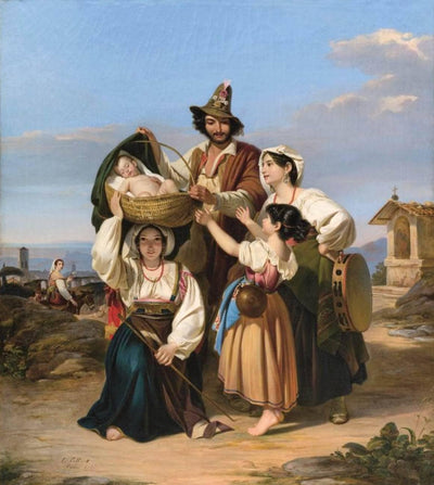 Roman peasant family in home office