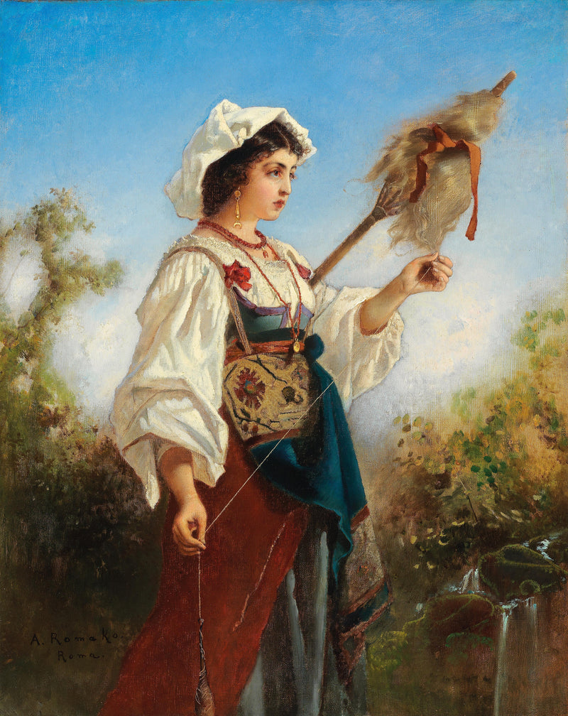 Roman spinner by Anton Romako — Oil Painting Reproduction