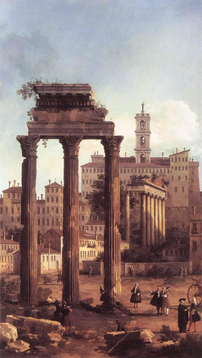 Rome: Ruins of the Forum, Looking towards the Capitol by Canaletto — Oil Painting Reproduction