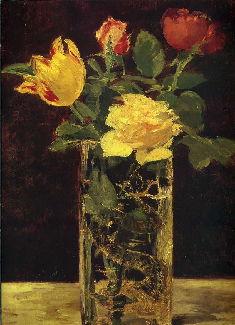 Rose and tulip by Edouard Manet — Oil Painting Reproduction