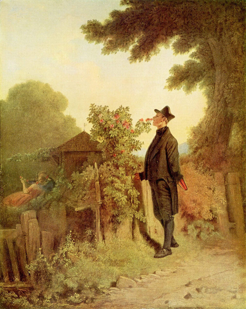 Rose scent memory by Carl Spitzweg — Oil Painting Reproduction