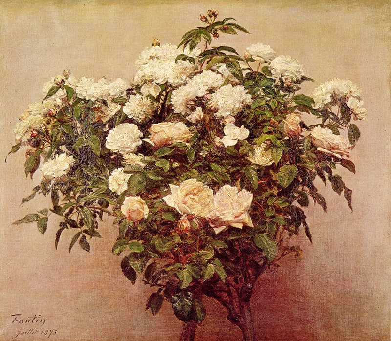 Rose Trees White Roses by Henri Fantin-Latour — Oil Painting Reproduction